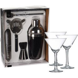 Excellent Houseware cocktails maken set 5-delig met 6x Martini glazen - Cocktailshakers