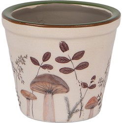Clayre & Eef Bloempot Ø 8x7 cm Beige Keramiek Paddenstoelen