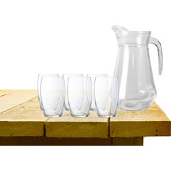 Gerim karaf schenkkan glas 1000 ml met 6x stuks Versailles waterglazen - Drinkglazen