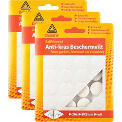 Deltafix Anti-krasvilt - 48x - wit - 22 mm - rond - zelfklevend - meubel beschermvilt - Meubelviltjes