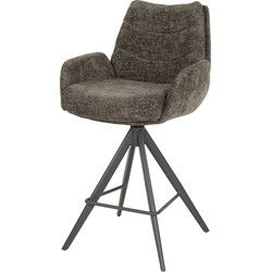 Barstoel Draaibaar - Stof Taupe - Metaal - 66x67x90cm - Rich - Set van 2