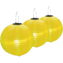 3x stuks Lampionnen op zonne energie geel 30 cm - Lampionnen