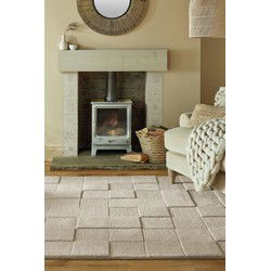 Checkerboard vloerkleed - Laagpolig - 100% Wol Modern - Naturel / Beige - 200 X 290 CM