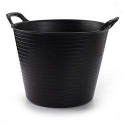 Plasticforte flexibele emmer/kuip - zwart - rond - 25L - 42x38x33cm - Wasmanden