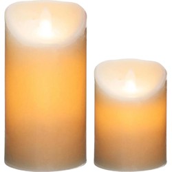 Led stompkaarsen set - 2x stuks - Warm licht - 10 en 20 cm - LED kaarsen