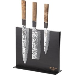 Rosmarino Messenblok met messen - Messenhouder - inclusief 3 messen - Hout - Zwart