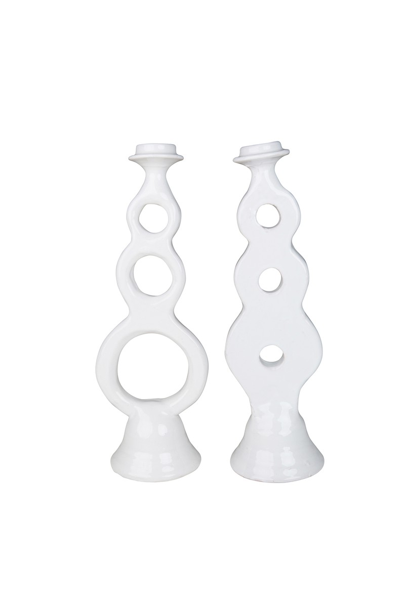 Candleholder White with Holes S - L - (S) small - 