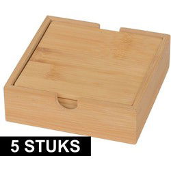 Bamboe houten glazen onderzetters - 20x stuks - vierkant - 10x10 cm - Glazenonderzetters