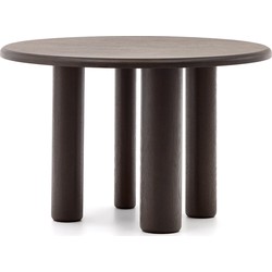Kave Home - Ronde Mailen-tafel in essenfineer met donkere afwerking Ø 120 cm