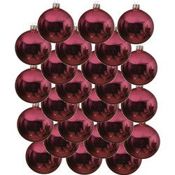 24x Glazen kerstballen glans kerst rood 6 cm kerstboom versiering/decoratie - Kerstbal