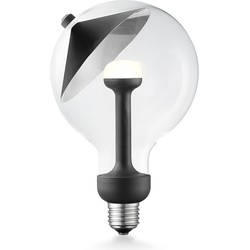 Design LED Lichtbron Move Me - Zwart/Zilver - G120 Cone LED lamp - 12/12/18.6cm - Met verstelbare diffuser via magneet - geschikt voor E27 fitting - Dimbaar - 5W 400lm 2700K - warm wit licht