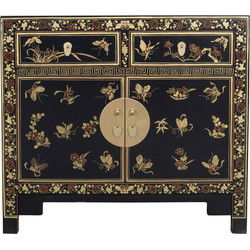Fine Asianliving Chinese Kast Zwart Vlinders Handbeschilderd -
