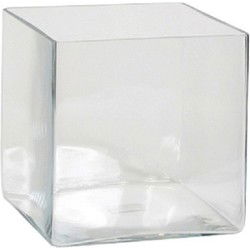 Mica Decorations Vaas - vierkant - transparant - glas - 20 cm - Vazen