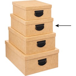5Five Opbergdoos/box - goudgeel - L30 x B24 x H12 cm - Stevig karton - Industrialbox - Opbergbox