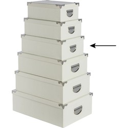5Five Opbergdoos/box - ivoor wit - L36 x B24 x H12 cm - Karton - Opbergbox