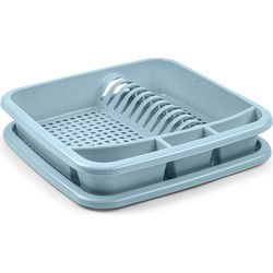 Plastic Forte Afdruiprek - met lekbak - ijsblauw - 39 x 39 cm - Afdruiprekken