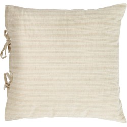 Kave Home - Kussenhoes Etna 100% linnen met beige strepen 45 x 45 cm