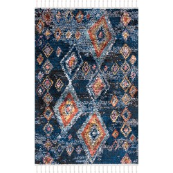 Safavieh Boho Chic Indoor Woven Area Rug, Morocco Collection, MRC941, in Navy & Multi, 160 X 229 cm