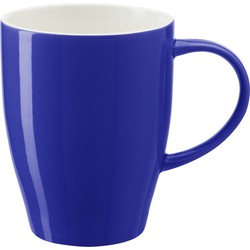 Bellatio Design Koffie mokken/bekers Paris - 1x - porselein - met oor - kobalt blauw - 350 ml - Bekers