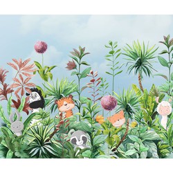 Komar fotobehang jungle dieren groen en blauw - 3 x 2,50 m - 612797