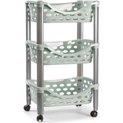 Keukentrolley/roltafel 3 laags kunststof groen 40 x 65 cm - Opberg trolley