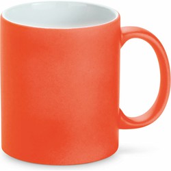 Luxe krijt koffiemok/beker - oranje - keramiek - met all-over schrijfvlak - 350 ml - Bekers