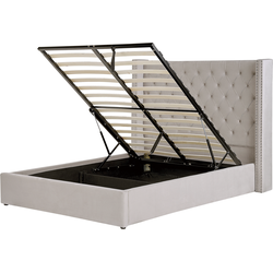 LUBBON  - Bed met opbergruimte - Lichtgrijs - 140 x 200 cm - Fluweel