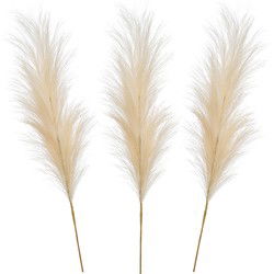 Emerald Pampasgras pluim losse steel/tak - 3x - creme wit - 115 cm - Kunstplanten