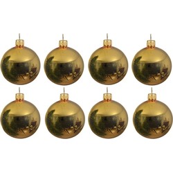 8x Glazen kerstballen glans goud 10 cm kerstboom versiering/decoratie - Kerstbal