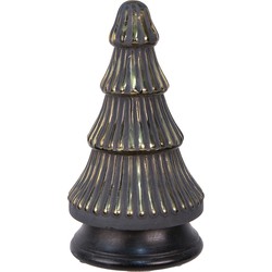 Clayre & Eef Kerstdecoratie Kerstboom Ø 14x25 cm Grijs Goudkleurig Glas Hout
