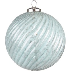 Clayre & Eef Kerstbal XL  Ø 15 cm Turquoise Glas Metaal Kerstdecoratie