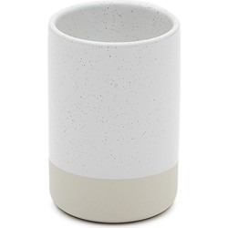 Kave Home - Selis Beige en Witte Gres Tandenborstelhouder