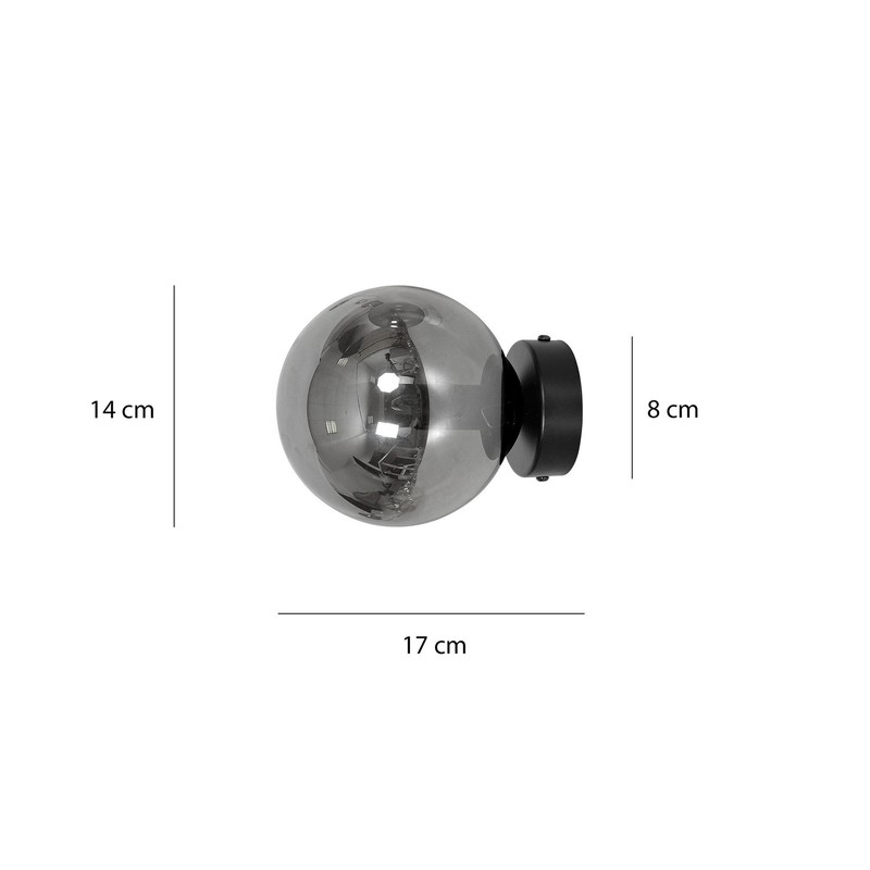 Stevns zwarte wandlamp bol in gefumeerd glas 1x E14 - 