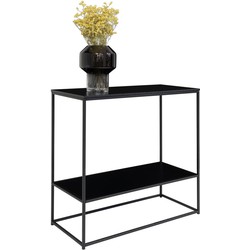Vita Console Table - Console table with black frame and two black shelves 80x36x80 cm