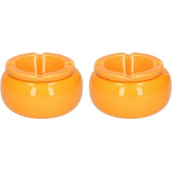 2x stuks Ronde asbakken oranje 11 cm - Asbakken