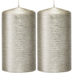 2x Kaarsen zilver 7 x 13 cm 25 branduren sfeerkaarsen - Stompkaarsen