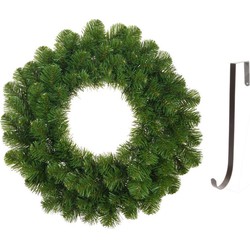 Groene kerstkransen/deurkransen 45 cm met ijzeren hanger - Kerstkransen