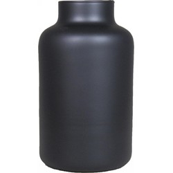 Bela Arte Bloemenvaas Milan - mat zwart glas - D15 x H25 cm - melkbus vaas met smalle hals - Vazen