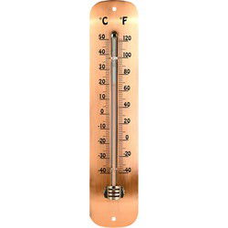 Tuin/buiten thermometer - RVS - koperkleurig - 30 cm - Buitenthermometers