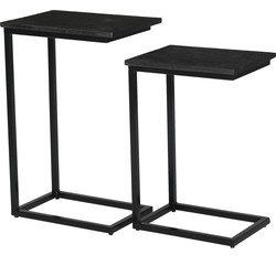 Livingfurn - Bijzettafel Jordy Norris Set of 2 - Mangohout / Gecoat Staal