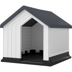 Hondenhok Weerbestendig - voor Kleine Honden tot 10 kg / 40 cm Lengte - Grijs/Wit