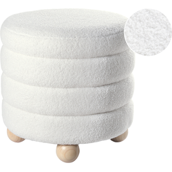 Beliani CHILLY - Poef-Wit-Bouclé