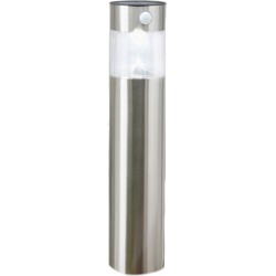 Hi Solar tuinlamp/prikspot pilaar - zonne energie met bewegingssensor - zilver - 50 cm - RVS - Buitenverlichting