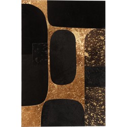 J-line - Kader Rechthoek Ovaal Leder Zwart/goud Large - 60x1.3x90cm