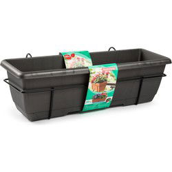 PlasticForte Balkonbak - antraciet - 60 cm - plantenbak met hanger - Plantenbakken
