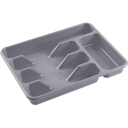 Hega Hogar Bestekbak - grijs - 5 vakken - 34 x 26 cm - lade indeling - Bestekbakken
