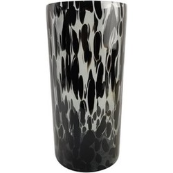 Modieuze bloemen cilinder vaas/vazen van glas 30 x 14 cm zwart fantasy - Vazen