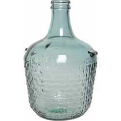 Fles vaas/bloemenvaas recycled glas lichtblauw 27 x 42 cm - Vazen