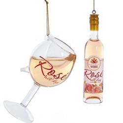 Rose Wine Bottle/Glass 4-4.5 Inch - Kurt S. Adler
