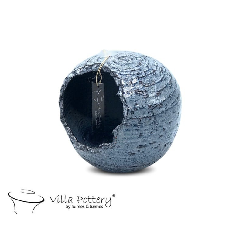 Villa Pottery  Blauw zwarte bolpot Stelvio - 20x18 - 